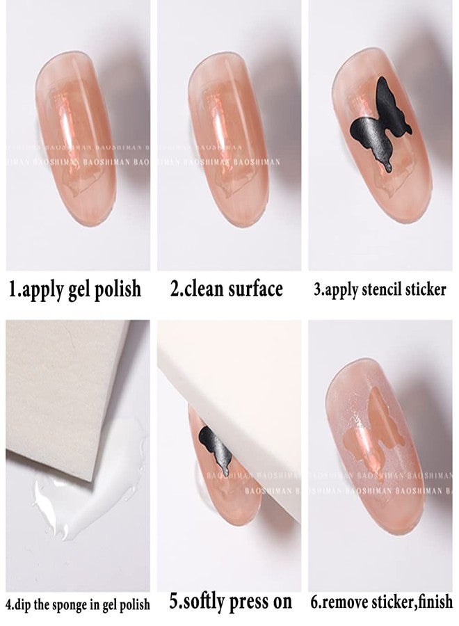 Fcozpjk Airbrush Stencil for Nails 10 Sheets Heart Nail Charms Butterfly Bear Stars Hollow Nail Sticker Airbrush Templates French Manicure Tips Molds Nail Salon Supplies… - Image 3